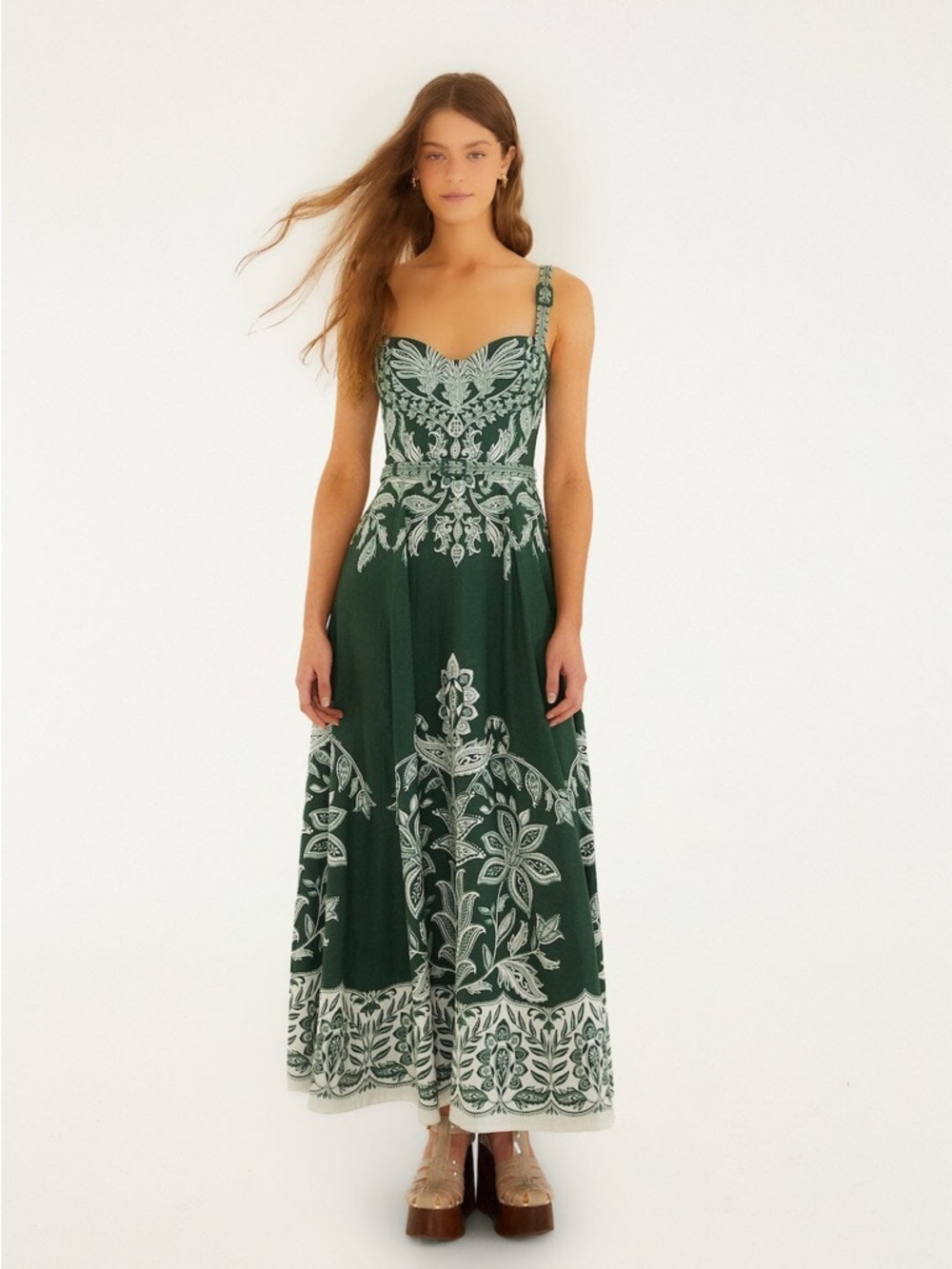 FARM Rio Miranda belted printed linen-blend maxi dress Size Medium NWT - Picture 2 of 16